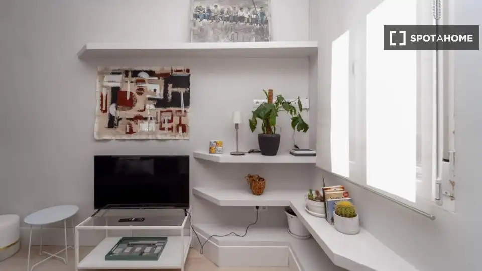 Living room of Flat for rent in Madrid  with Air Conditioner, Heating and Furnished