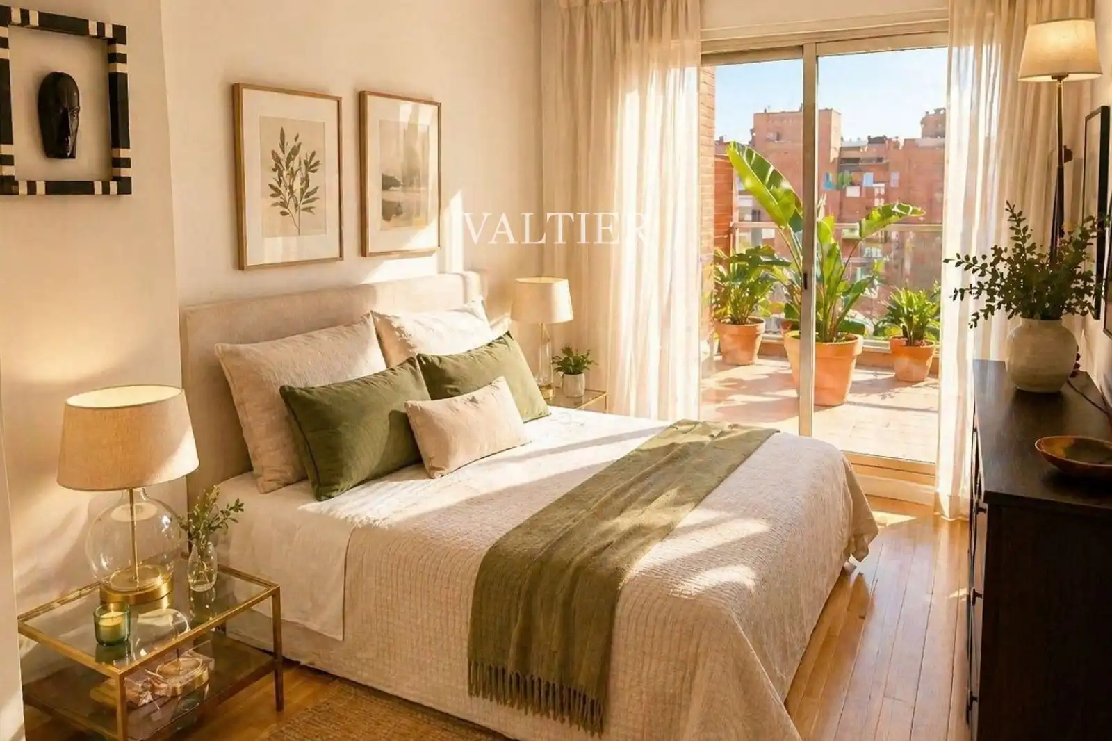 Schlafzimmer von Dachboden zur Miete in Madrid mit Klimaanlage, Terrasse und Abstellraum
