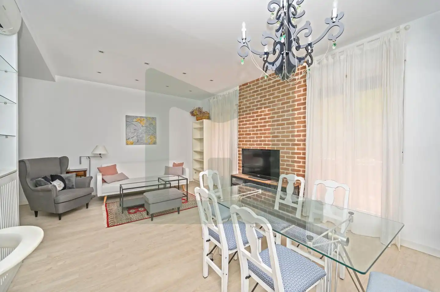 Wohnzimmer von Wohnung zur Miete in Madrid mit Klimaanlage, Heizung und Terrasse