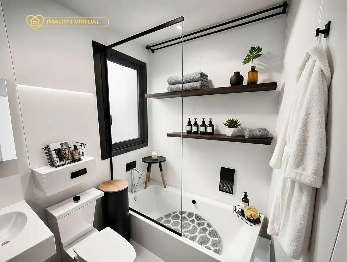 Badezimmer von Wohnung mieten mit Kaufoption in Vallirana mit Heizung, Ofen und Internet