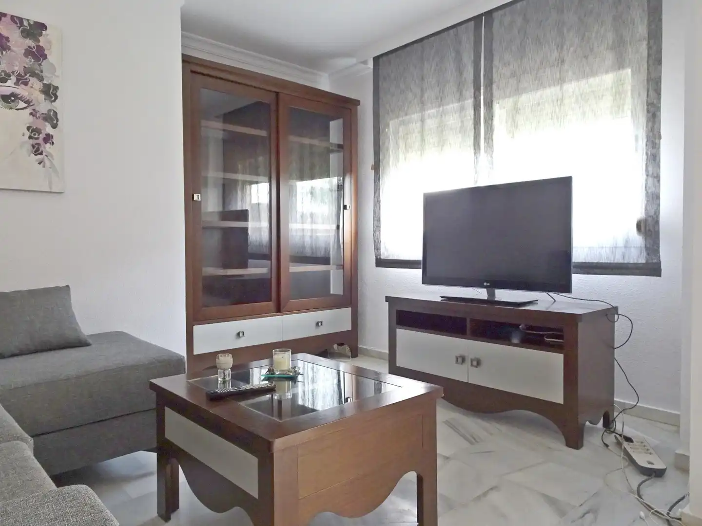 Wohnzimmer von Wohnung zur Miete in Málaga mit Klimaanlage, Privatgarten und Terrasse