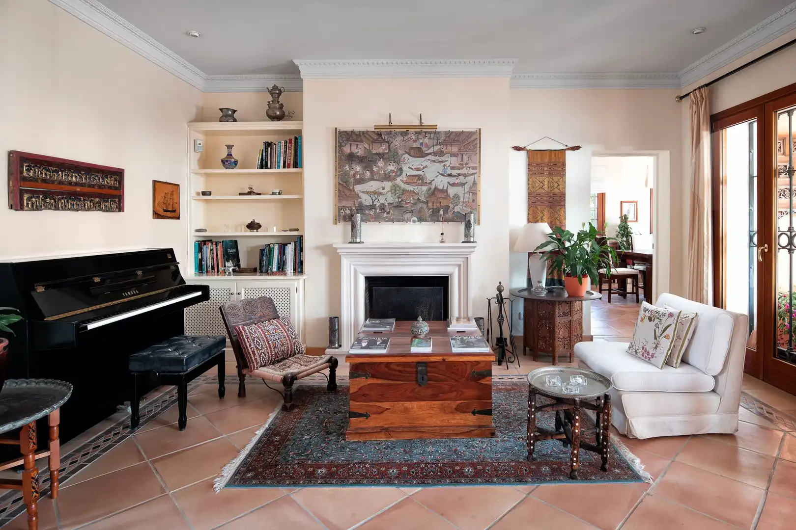Sala de estar de Casa o chalet de alquiler en Estepona con Aire acondicionado, Jardín privado y Terraza