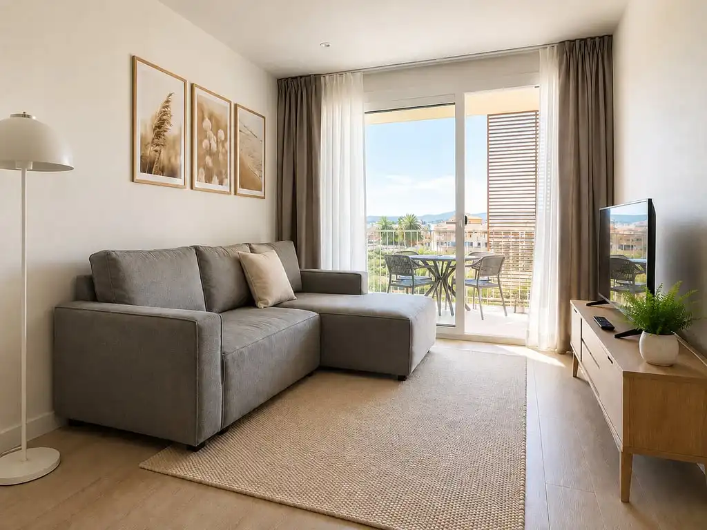 Sala de estar de Apartamento en venta en Jávea / Xàbia con Terraza, Trastero y Piscina comunitaria