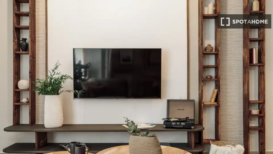 Sala d'estar de Apartament per a compartir en Barcelona amb Aire condicionat, Terrassa i Moblat
