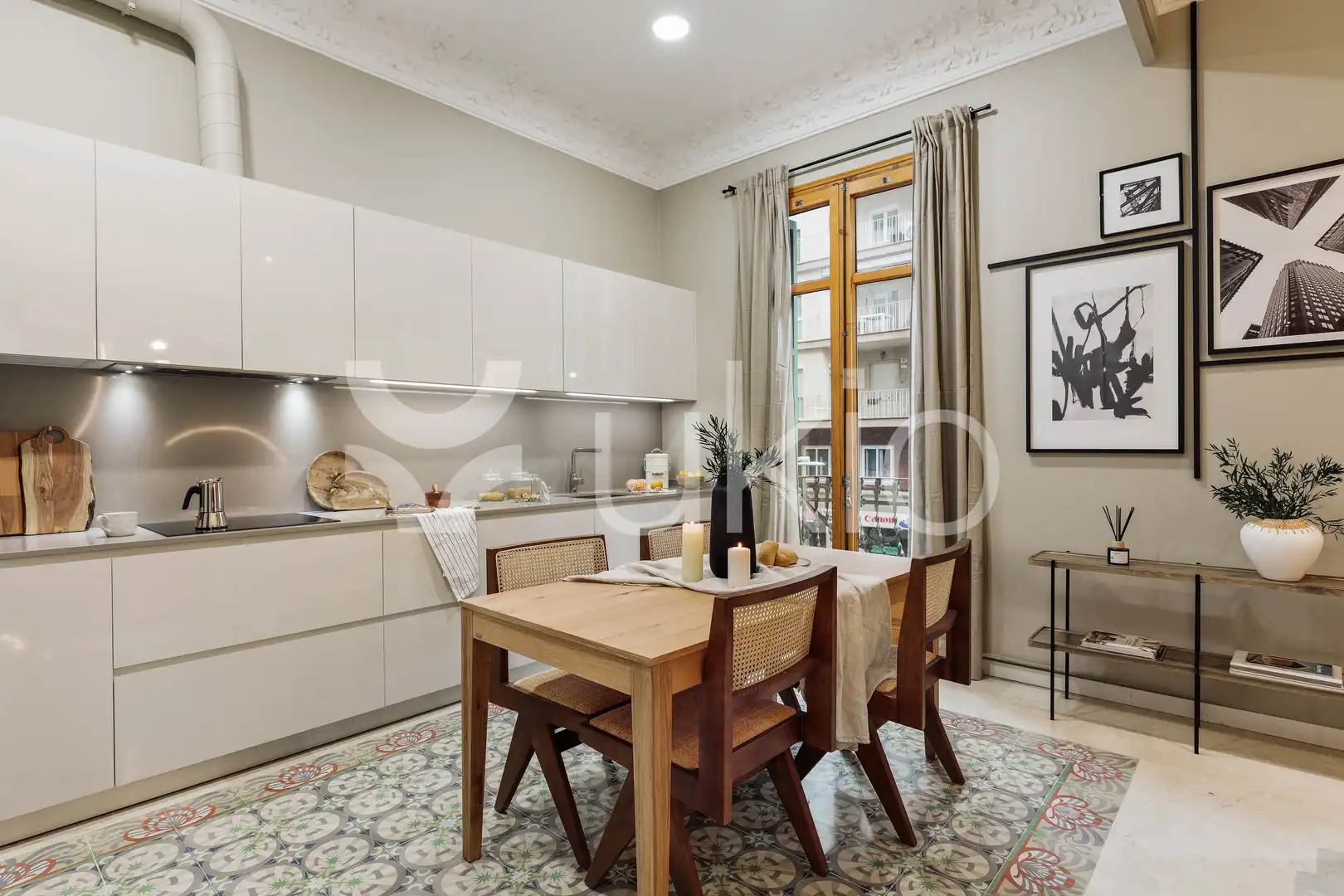 Cocina de Apartamento de alquiler en Barcelona con Aire acondicionado, Calefacción y Amueblado