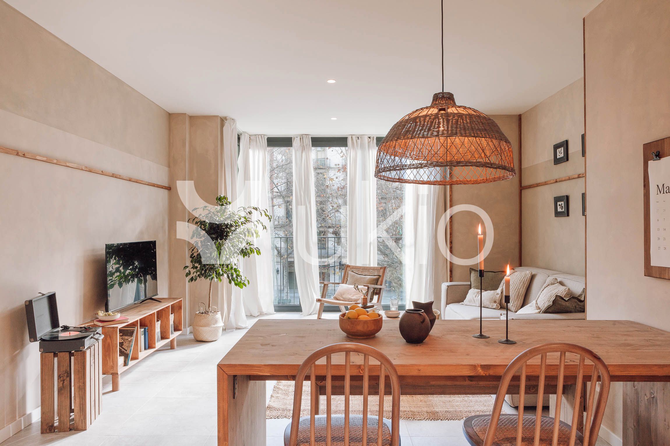 Living room of Apartment to rent in  Barcelona Capital  with Air Conditioner, Heating and Terrace