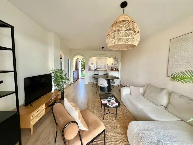 Living room of Flat for sale in Mijas  with Air Conditioner, Terrace and Swimming Pool