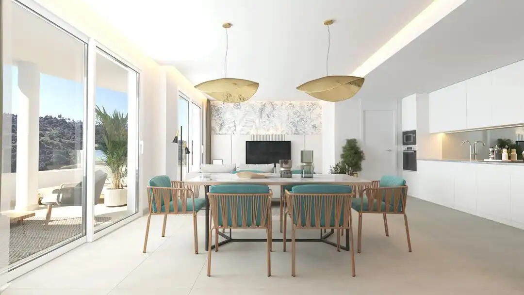 Esszimmer von Wohnung zum Verkauf in La Alcaidesa mit Klimaanlage, Heizung und Privatgarten