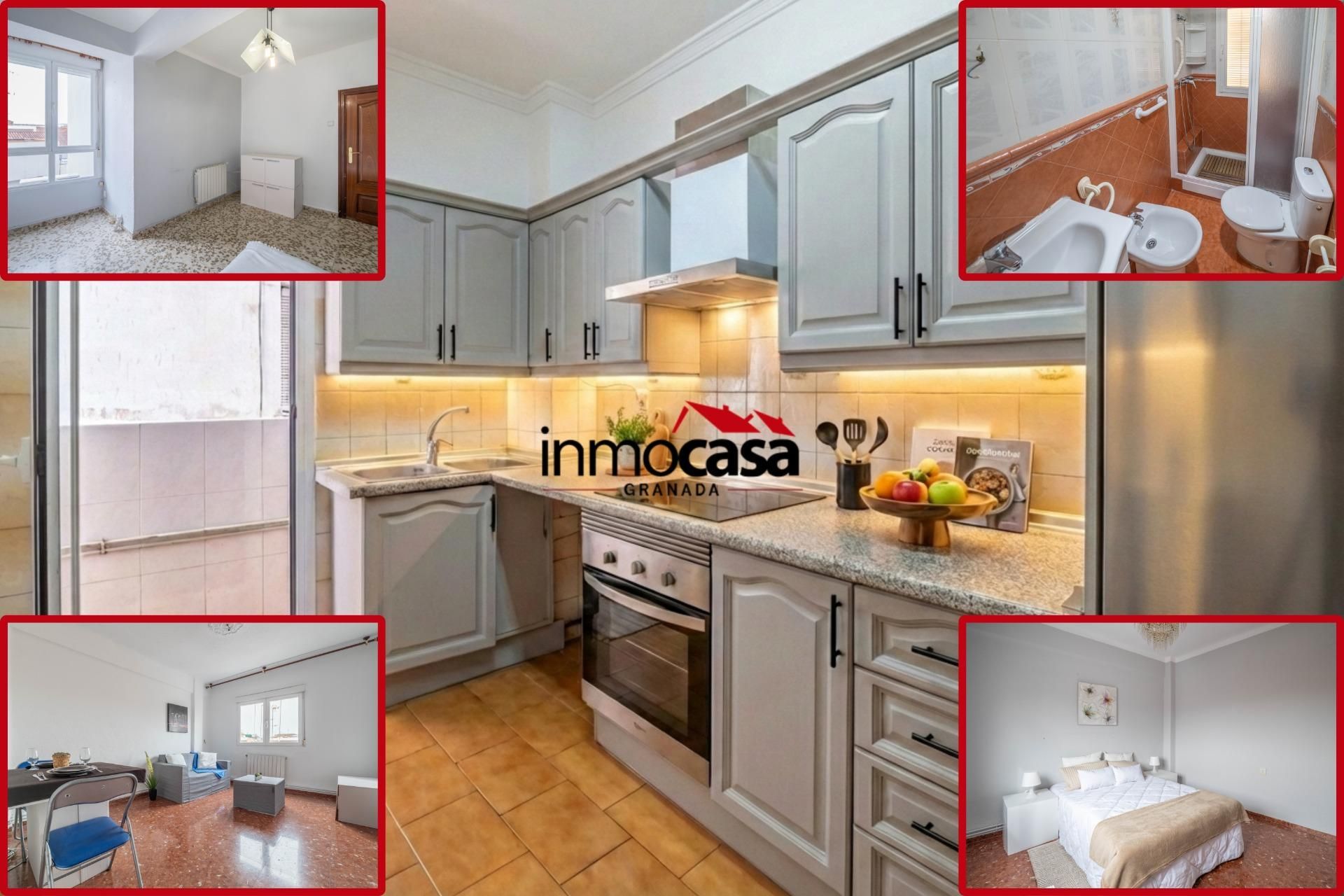 Kitchen of Flat for sale in  Granada Capital  with Air Conditioner and Alarm