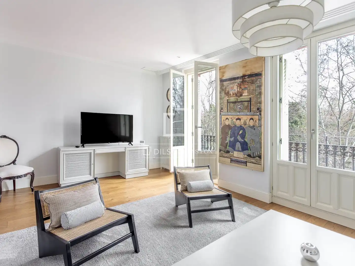 Wohnzimmer von Wohnung zur Miete in Madrid mit Klimaanlage, Heizung und Parkett