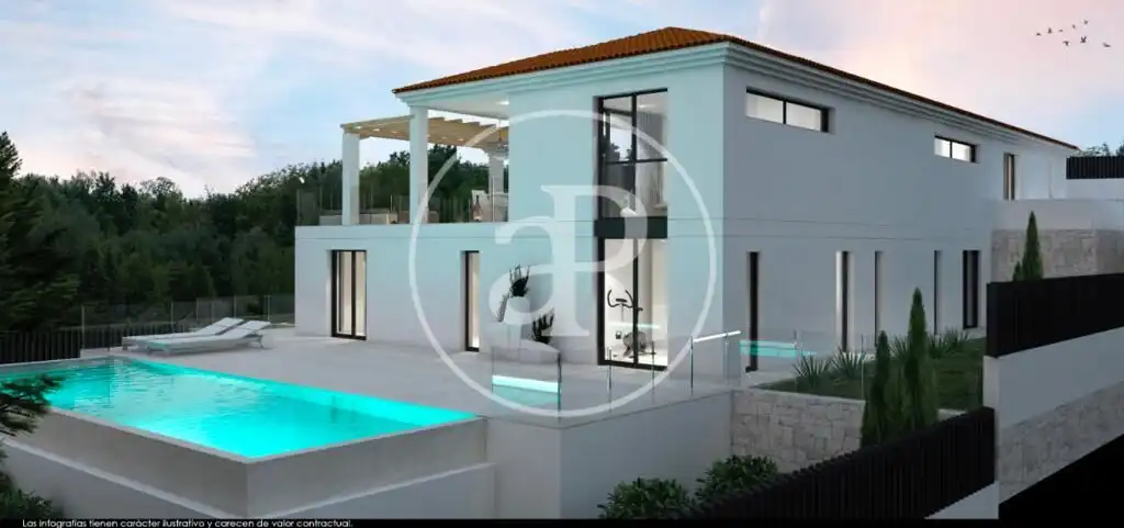 Außenansicht von Haus oder Chalet zum Verkauf in Moraira mit Klimaanlage, Heizung und Privatgarten