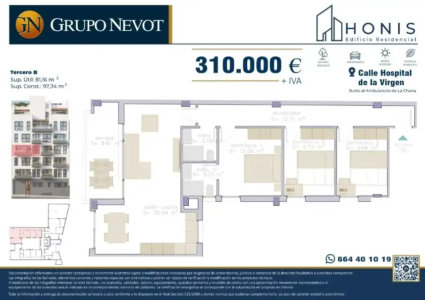 Piso en venta en Calle Hospital de la Virgen, 9, Angustias - Chana - Encina