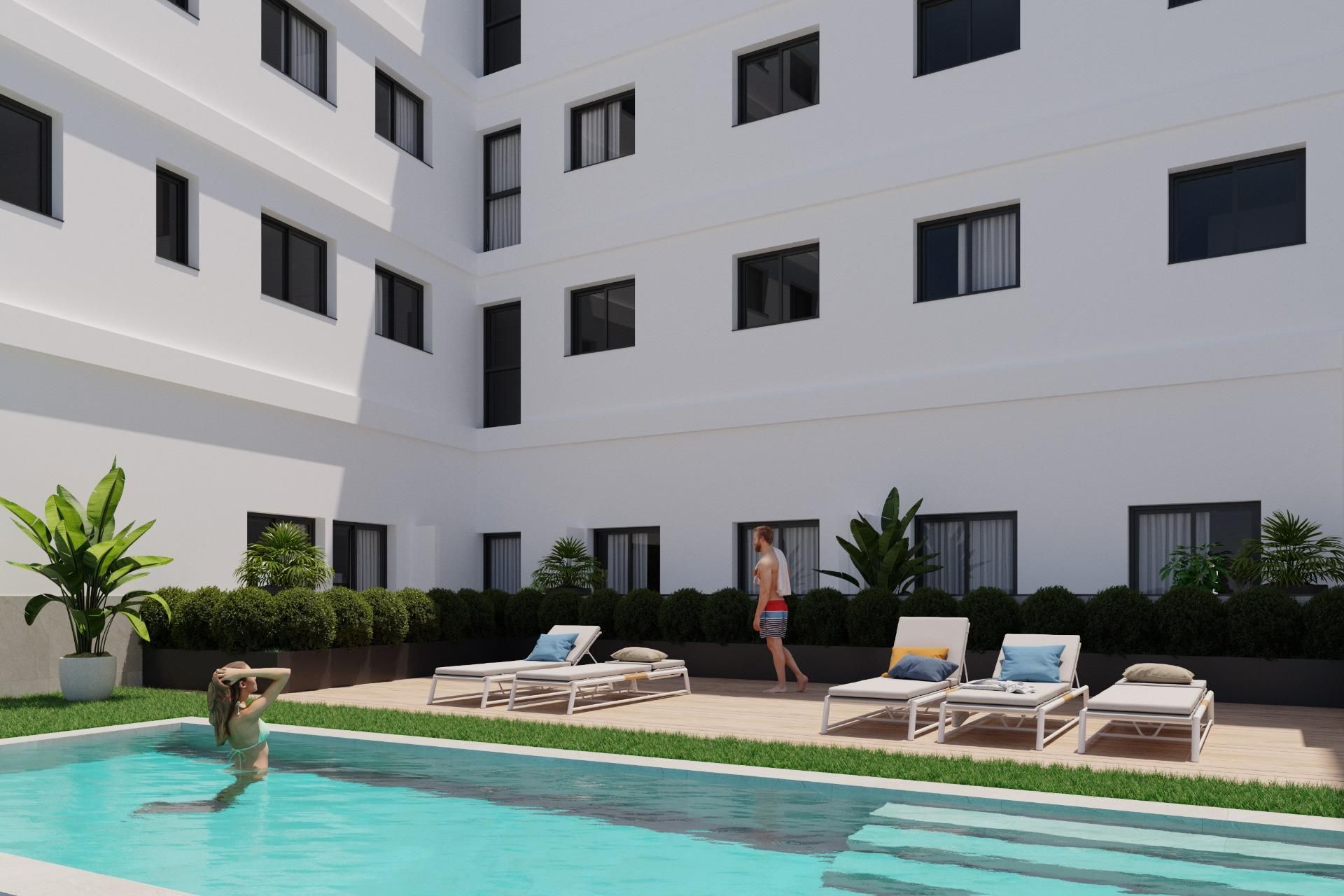 Swimming pool of Attic for sale in Elche / Elx  with Air Conditioner, Parquet flooring and Terrace