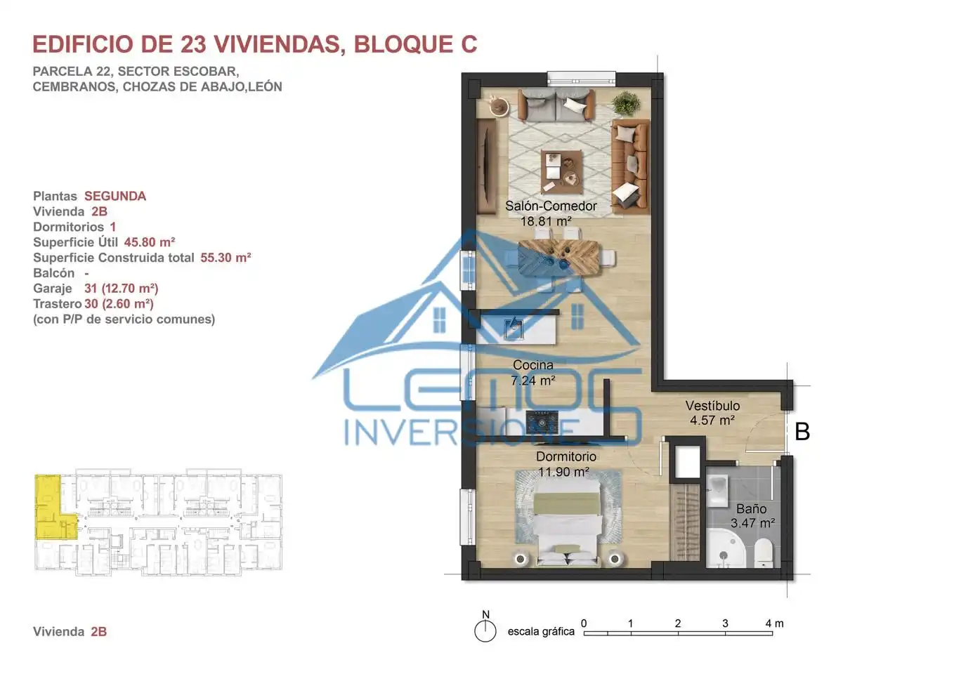 Bedroom of Flat for sale in Chozas de Abajo