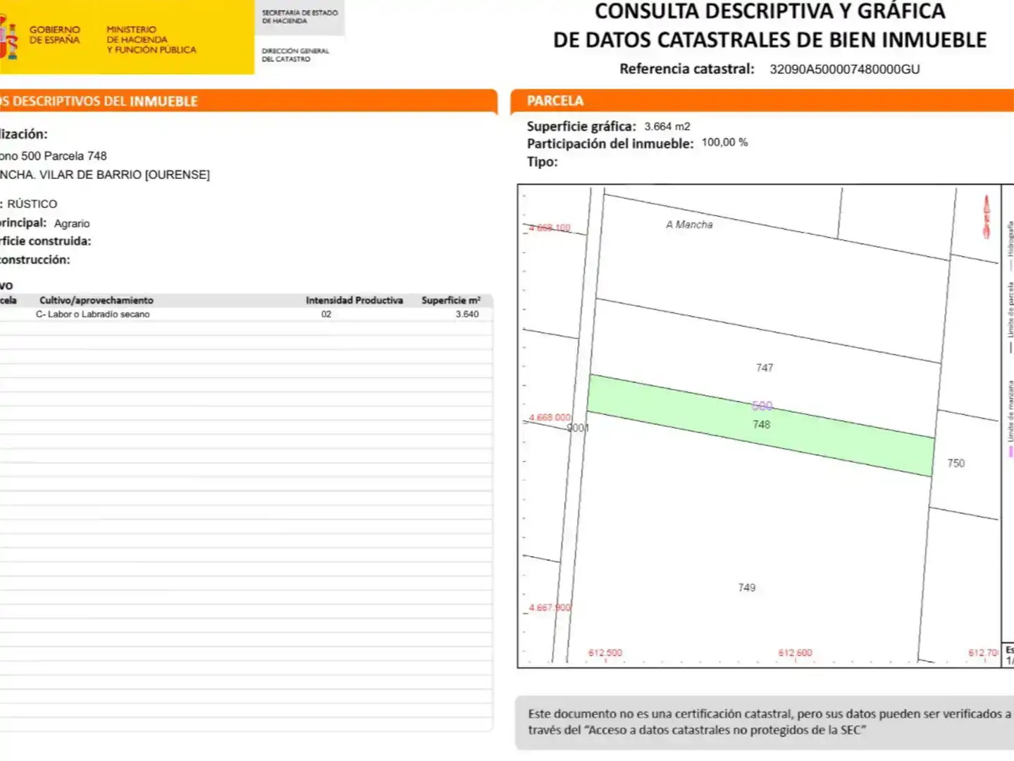 Terreno en venta en Vilar de Barrio