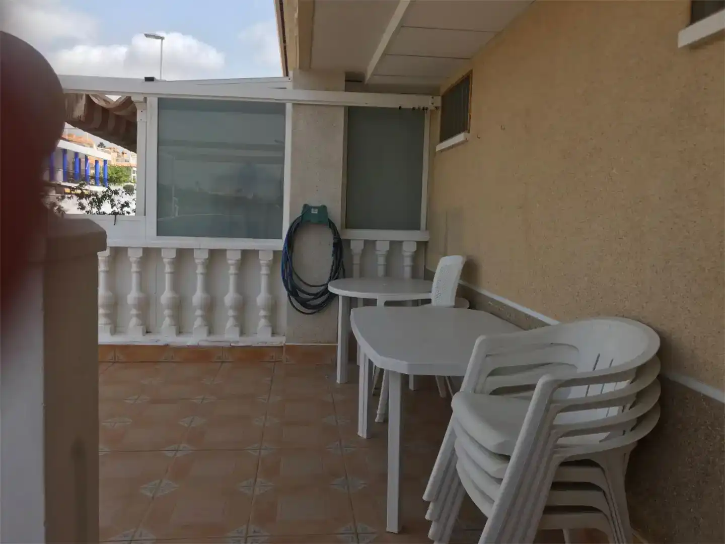 Terrasse von Wohnung zur Miete in Mazarrón mit Klimaanlage, Privatgarten und Schwimmbad