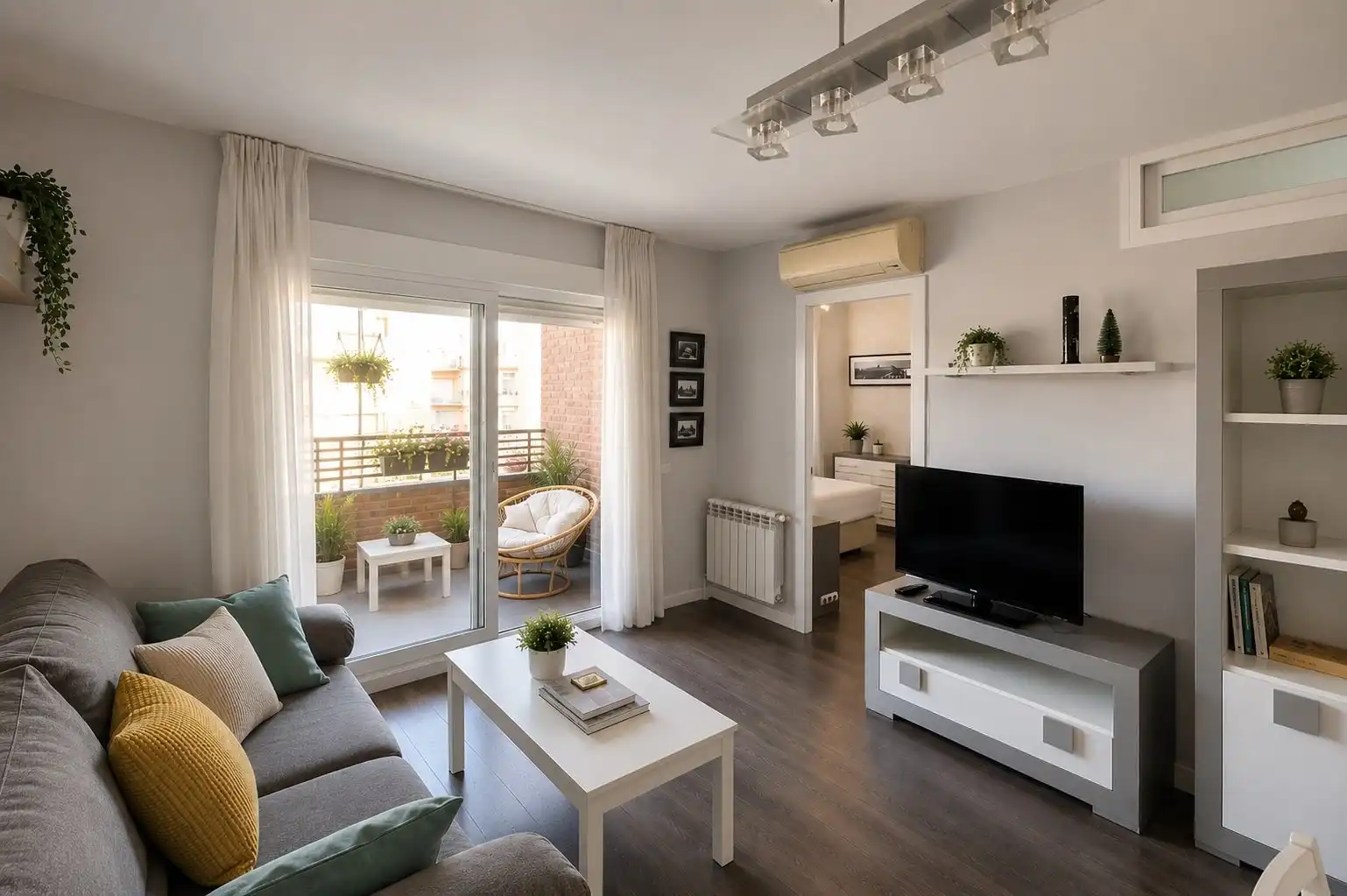Sala d'estar de Àtic de lloguer en Madrid amb Aire condicionat, Calefacció i Parquet