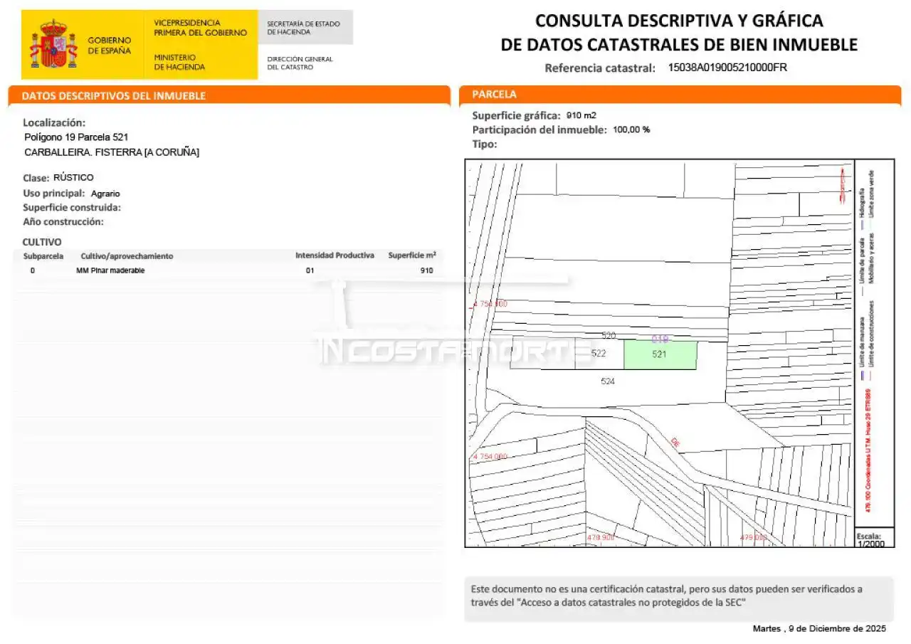 Land for sale in Fisterra