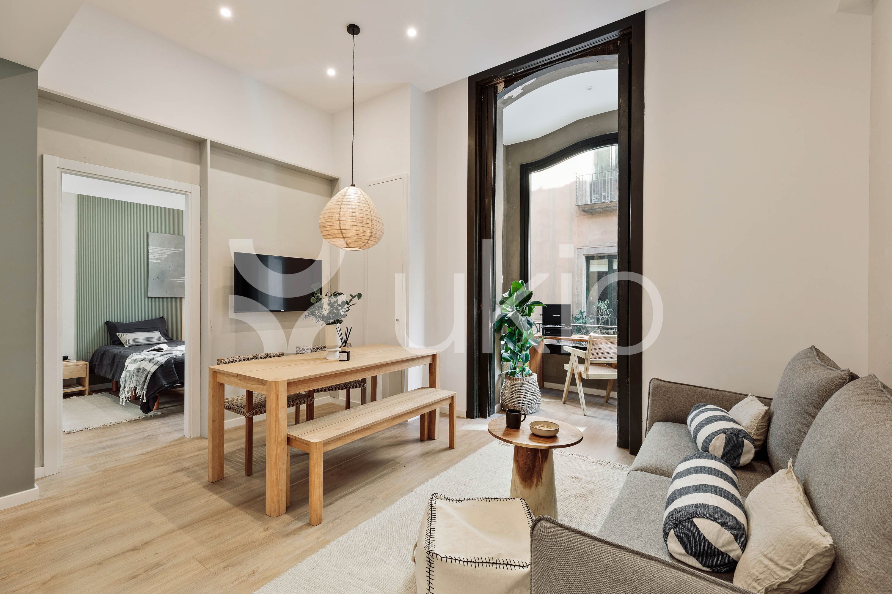 Sala d'estar de Apartament de lloguer en  Barcelona Capital amb Aire condicionat, Calefacció i Moblat
