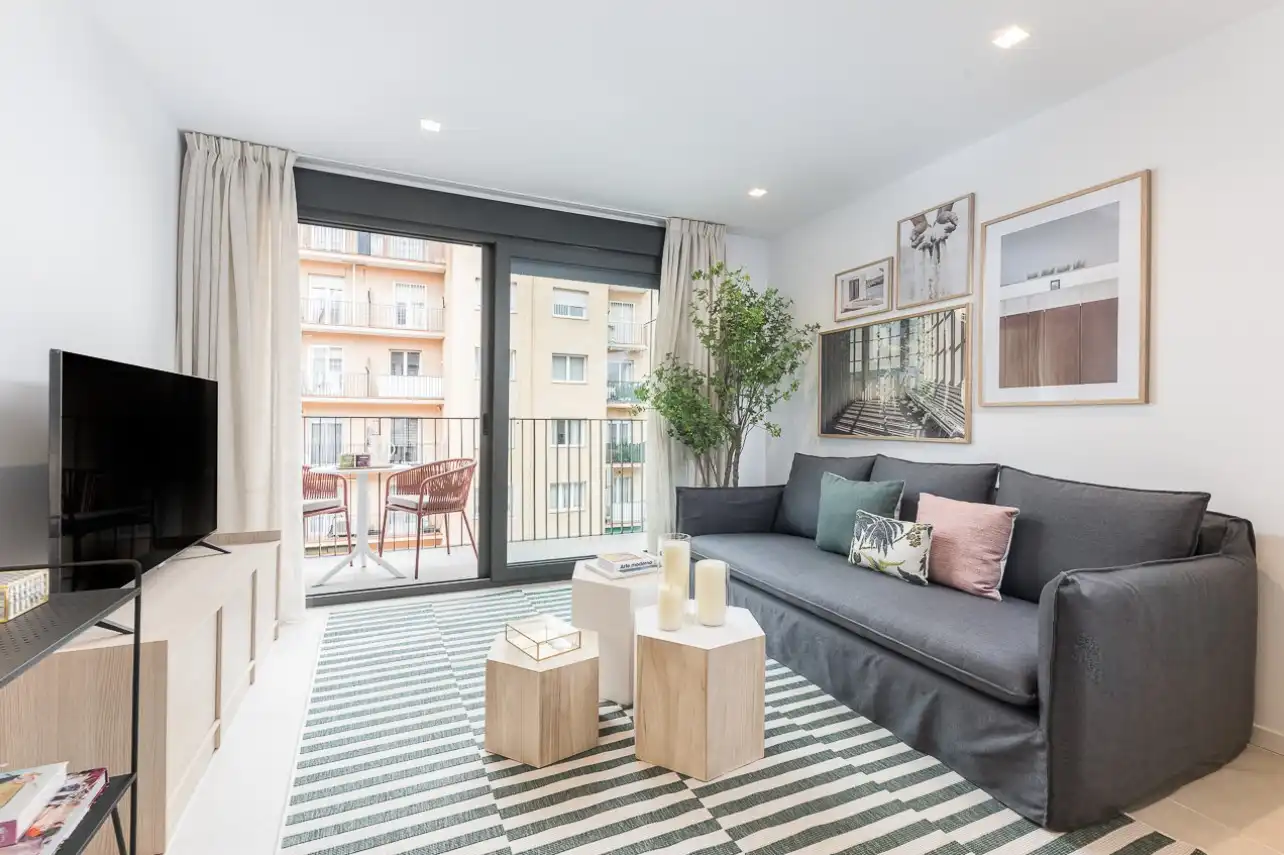 Sala d'estar de Apartament de lloguer en Barcelona amb Aire condicionat, Calefacció i Terrassa