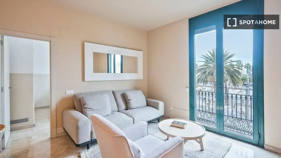 Sala d'estar de Pis de lloguer en Barcelona amb Aire condicionat, Calefacció i Moblat
