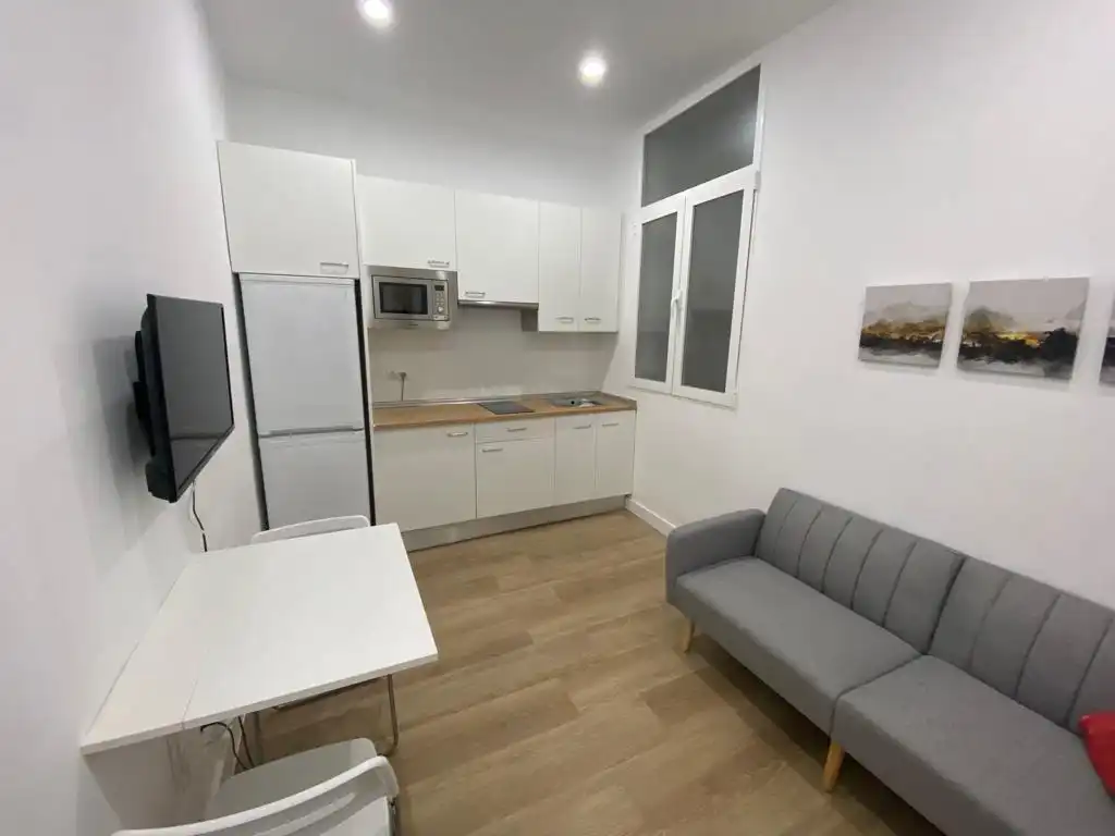 Cuina de Apartament de lloguer en Madrid amb Moblat