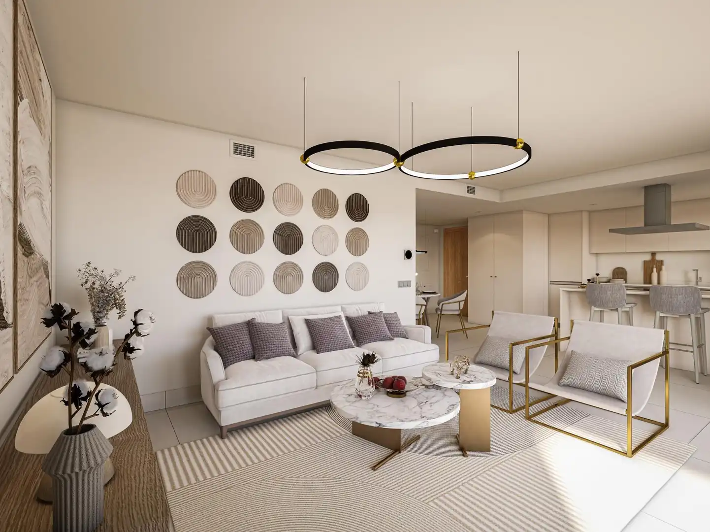 Wohnzimmer von Erdgeschoss zum Verkauf in Manilva mit Klimaanlage, Terrasse und Abstellraum