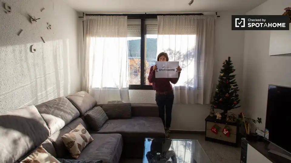 Sala d'estar de Pis per a compartir en Barcelona amb Aire condicionat, Calefacció i Moblat