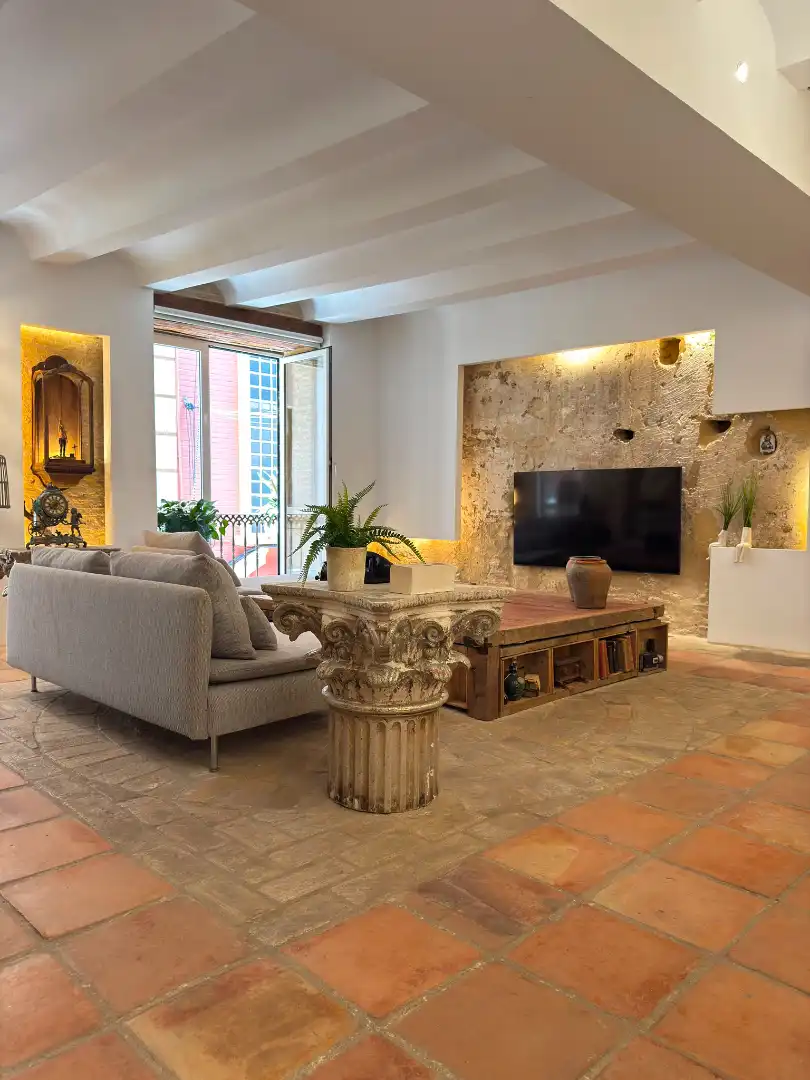 Living room of Flat for rent in Valencia  with Air Conditioner, Heating and Furnished