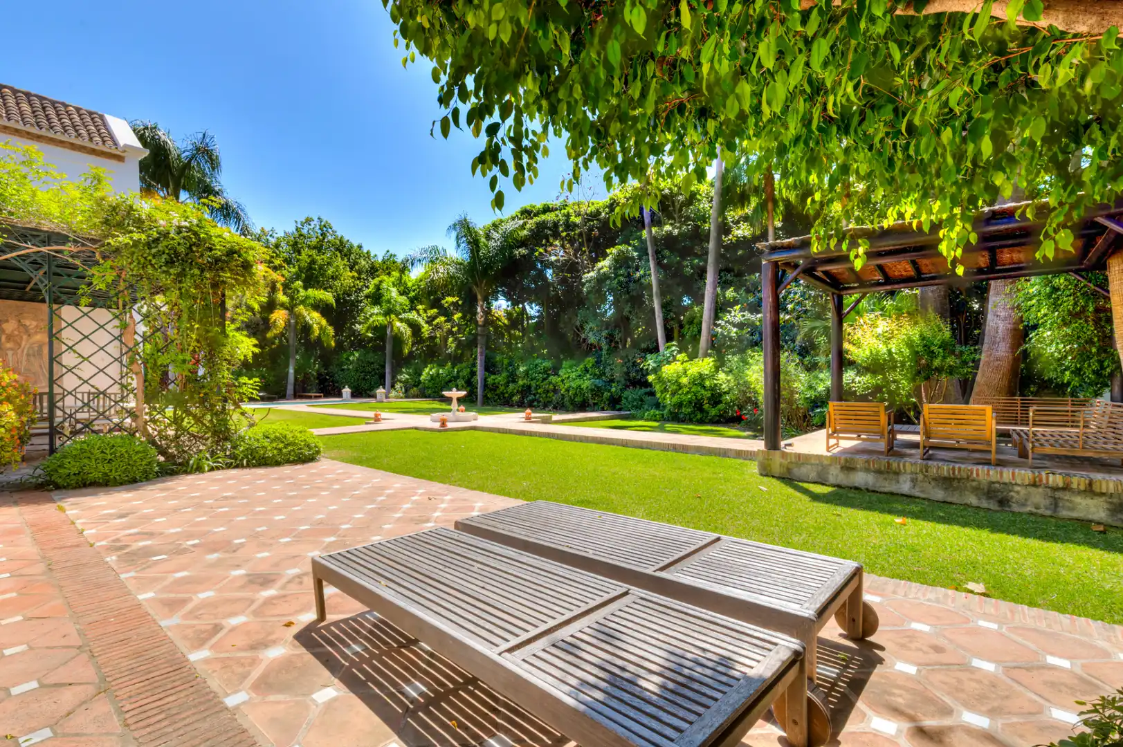 Garten von Haus oder Chalet zur Miete in Marbella mit Klimaanlage, Privatgarten und Terrasse