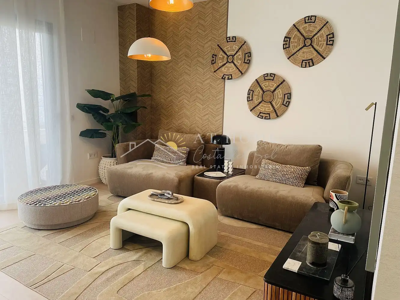 Wohnzimmer von Wohnungen zum Verkauf in Rincón de la Victoria mit Terrasse, Schwimmbad und Ofen