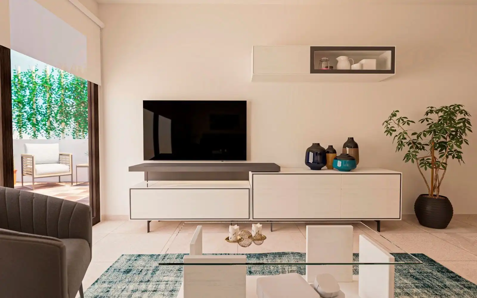 Wohnzimmer von Wohnung zum Verkauf in Pulpí mit Klimaanlage, Terrasse und Abstellraum