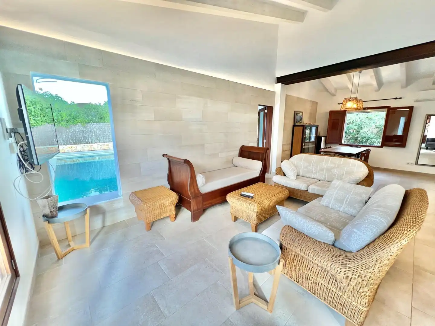 Sala de estar de Casa o chalet de alquiler en Santanyí con Aire acondicionado, Calefacción y Jardín privado