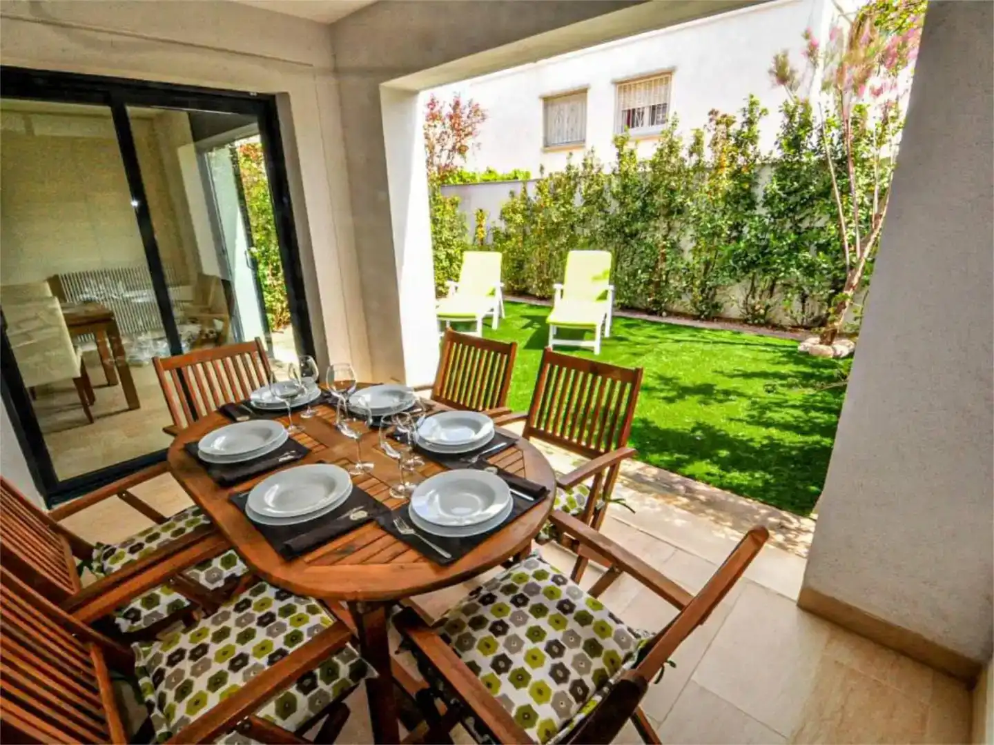 Terraza de Casa o chalet de alquiler en Cambrils con Aire acondicionado, Jardín privado y Piscina
