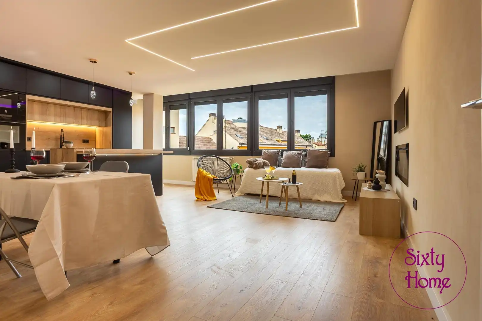 Sala de estar de Piso en venta en Huesca con Aire acondicionado, Calefacción y Parquet