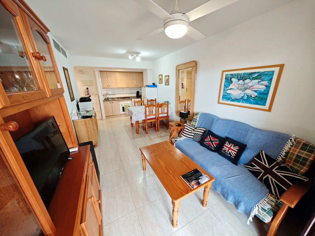 Sala d'estar de Apartament en venda en Calpe / Calp amb Aire condicionat, Calefacció i Jardí privat
