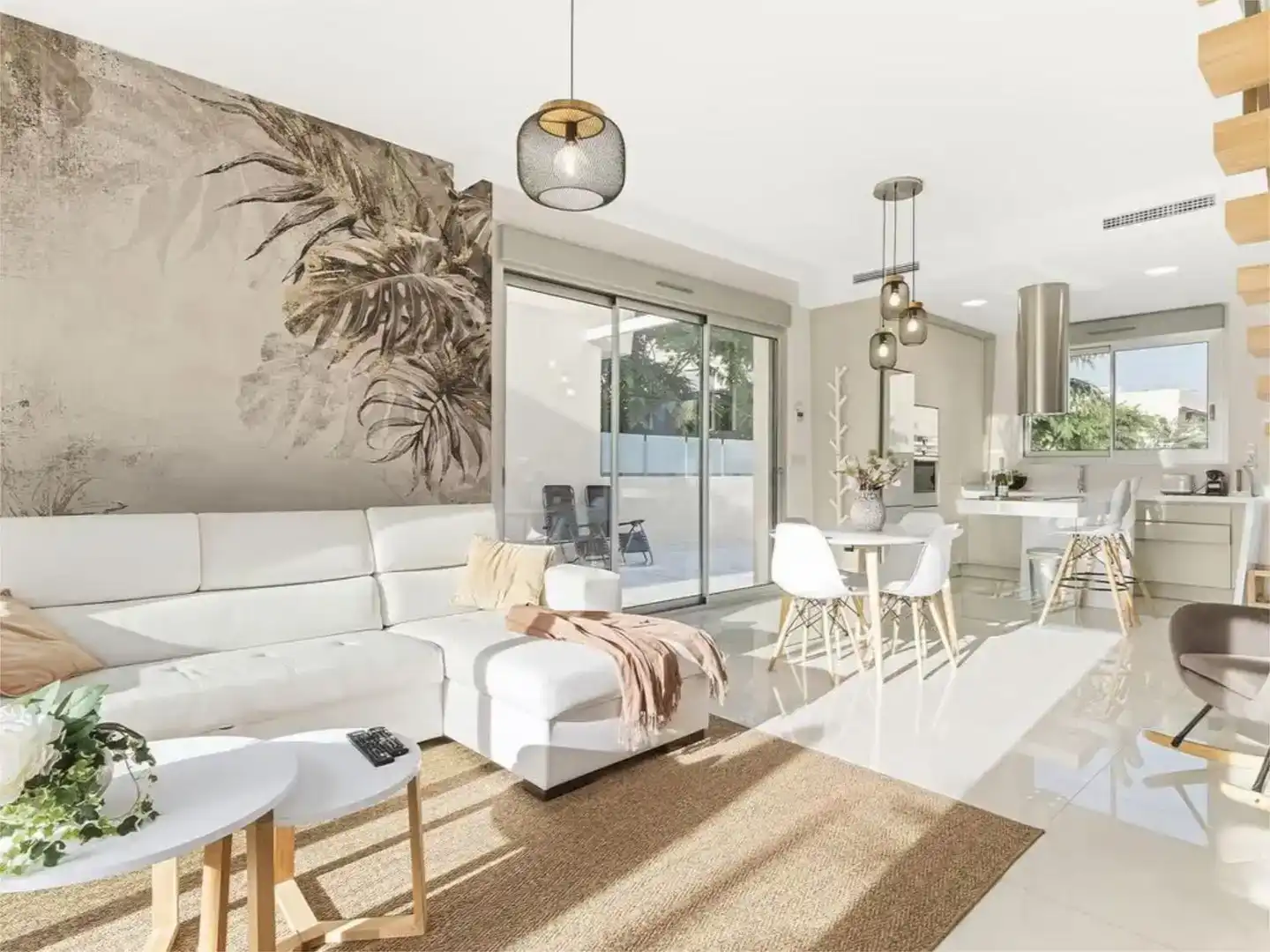 Sala de estar de Casa o chalet de alquiler en Pilar de la Horadada con Aire acondicionado, Jardín privado y Piscina