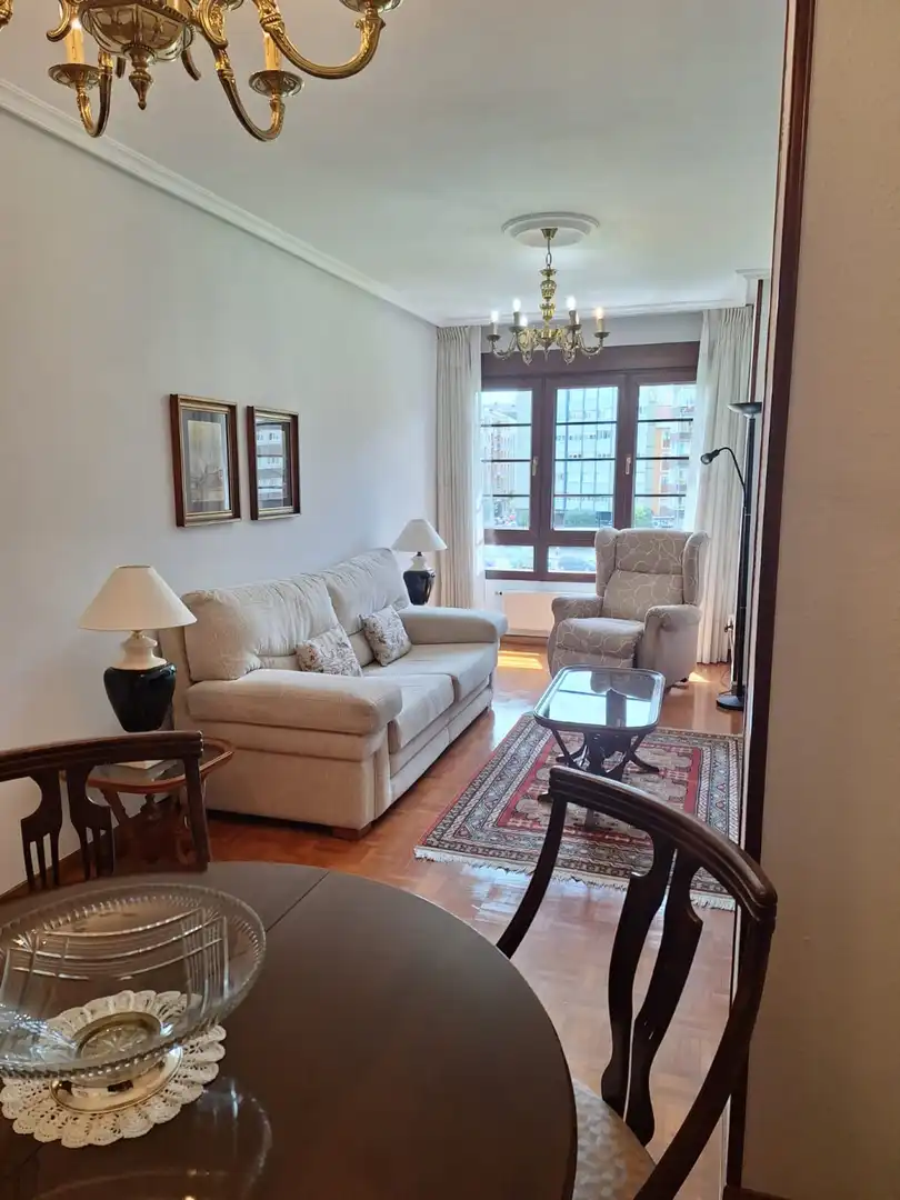 Sala de estar de Piso de alquiler en Gijón  con Calefacción, Jardín privado y Parquet