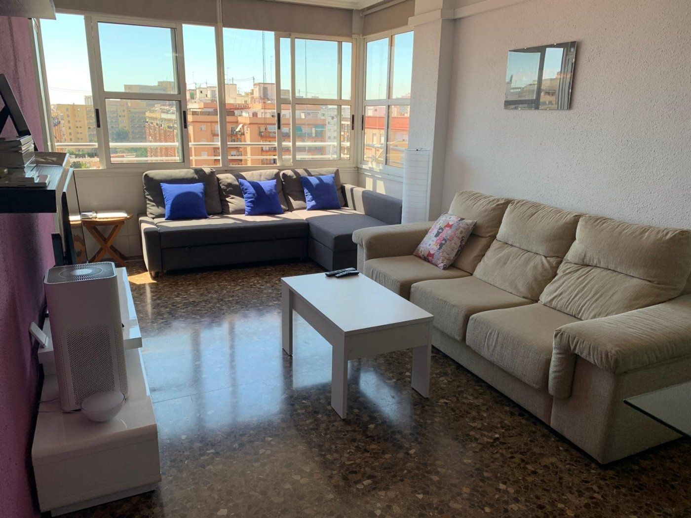 Sala d'estar de Pis de lloguer en  Valencia Capital amb Aire condicionat, Calefacció i Balcó