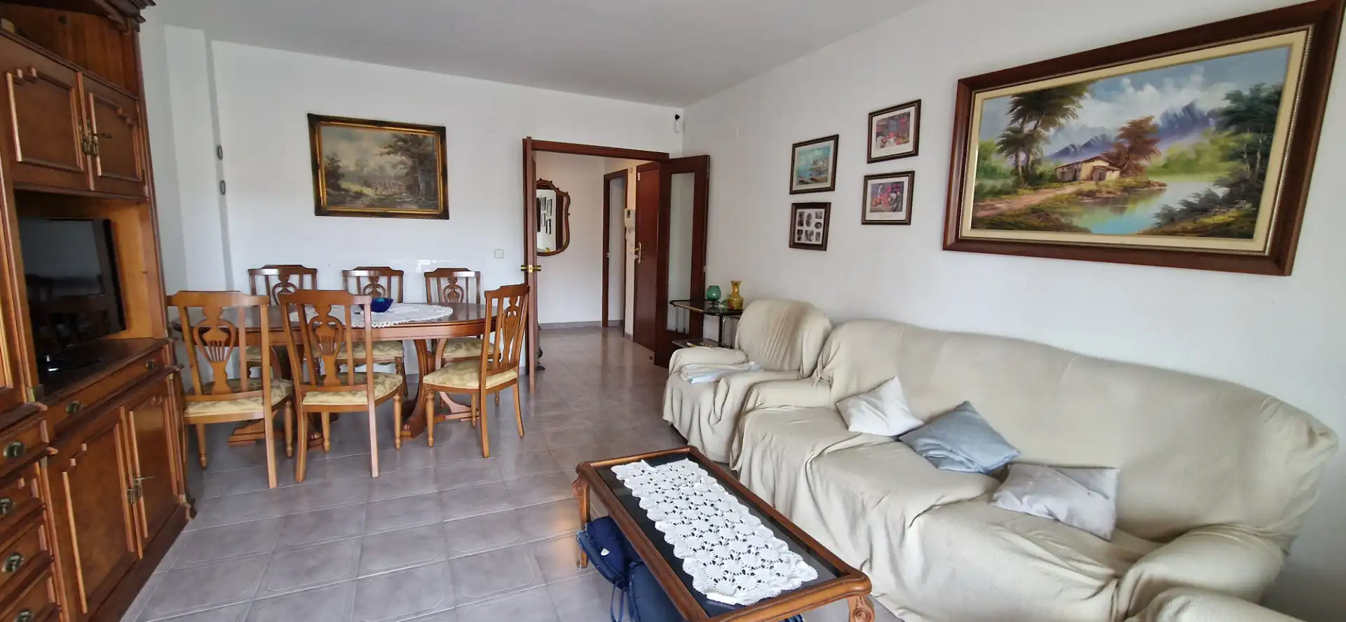 Living room of Flat for sale in Cambrils  with Heating, Terrace and Furnished