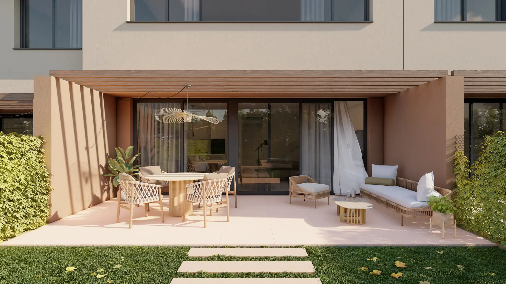 Terrasse von Wohnung zum Verkauf in El Vendrell mit Klimaanlage, Privatgarten und Schwimmbad