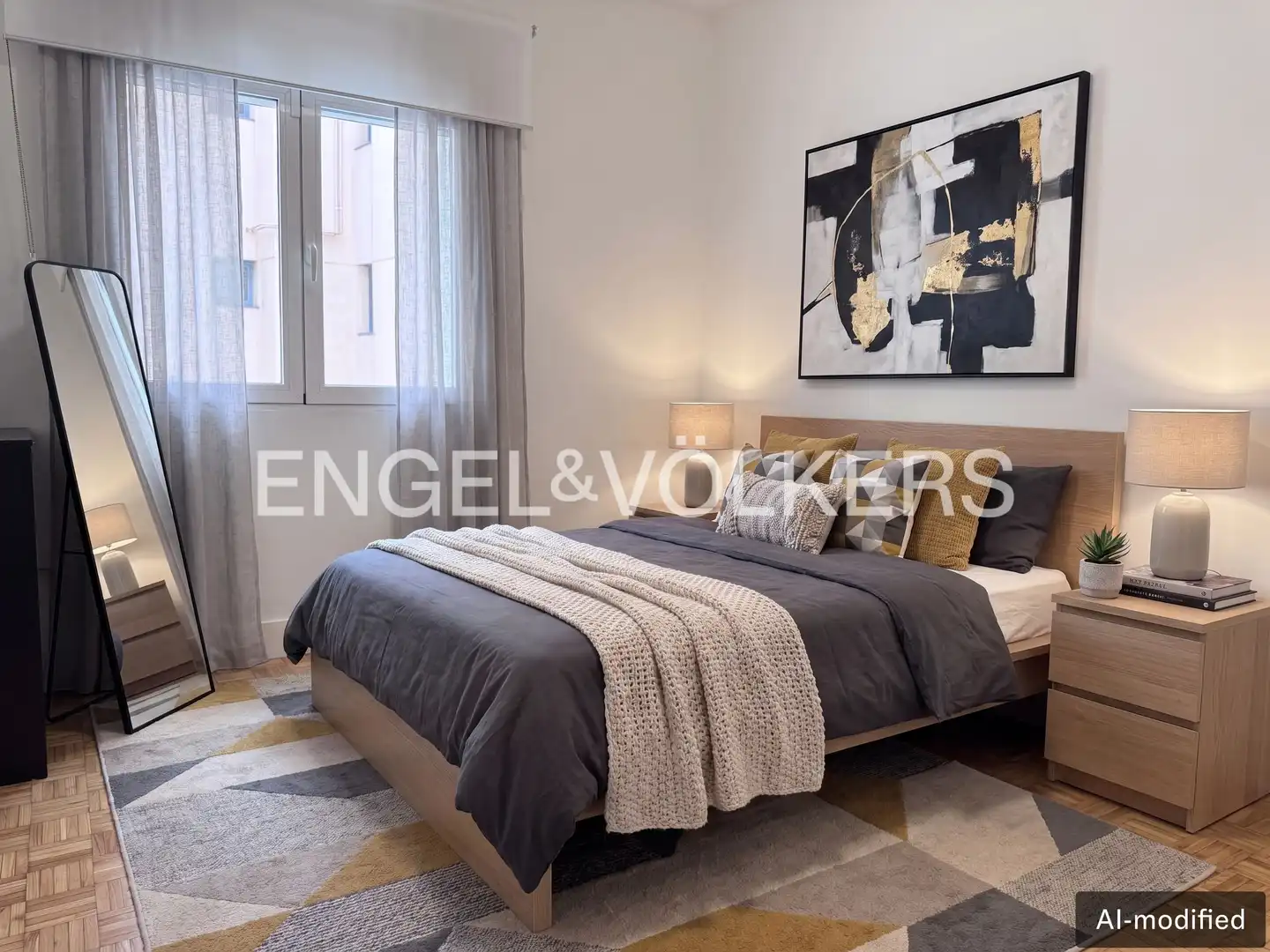 Schlafzimmer von Wohnung zur Miete in Madrid mit Klimaanlage und Heizung