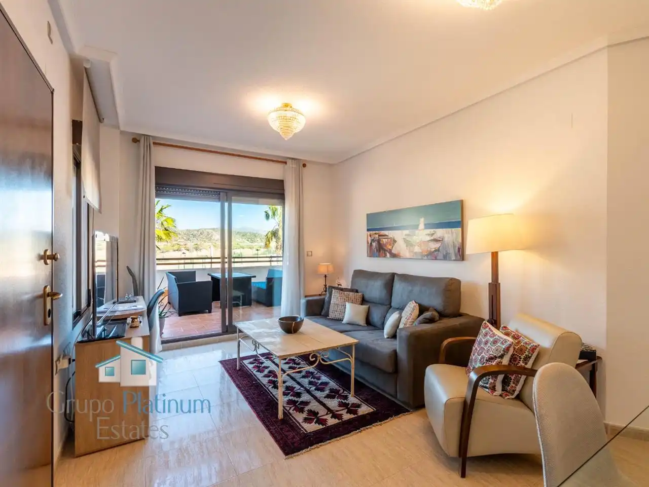 Sala d'estar de Apartament en venda en Pulpí amb Aire condicionat, Terrassa i Piscina