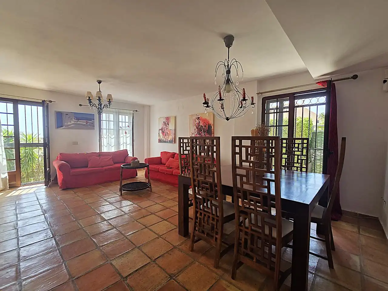 Menjador de Casa adosada en venda en Finestrat amb Aire condicionat, Jardí privat i Terrassa