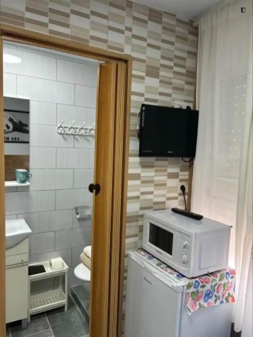 Baño de Estudio de alquiler en L'Hospitalet de Llobregat con Aire acondicionado, Calefacción y Amueblado