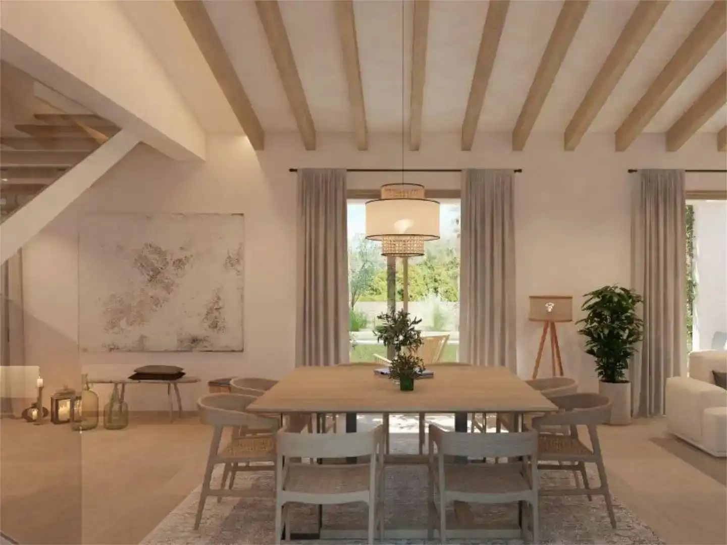 Esszimmer von Country house zum Verkauf in Felanitx mit Klimaanlage, Schwimmbad und Balkon
