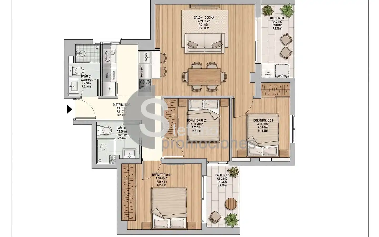 Appartement avec ascenseur à vendre à Calle Caballero del Bosque, imagen 3
