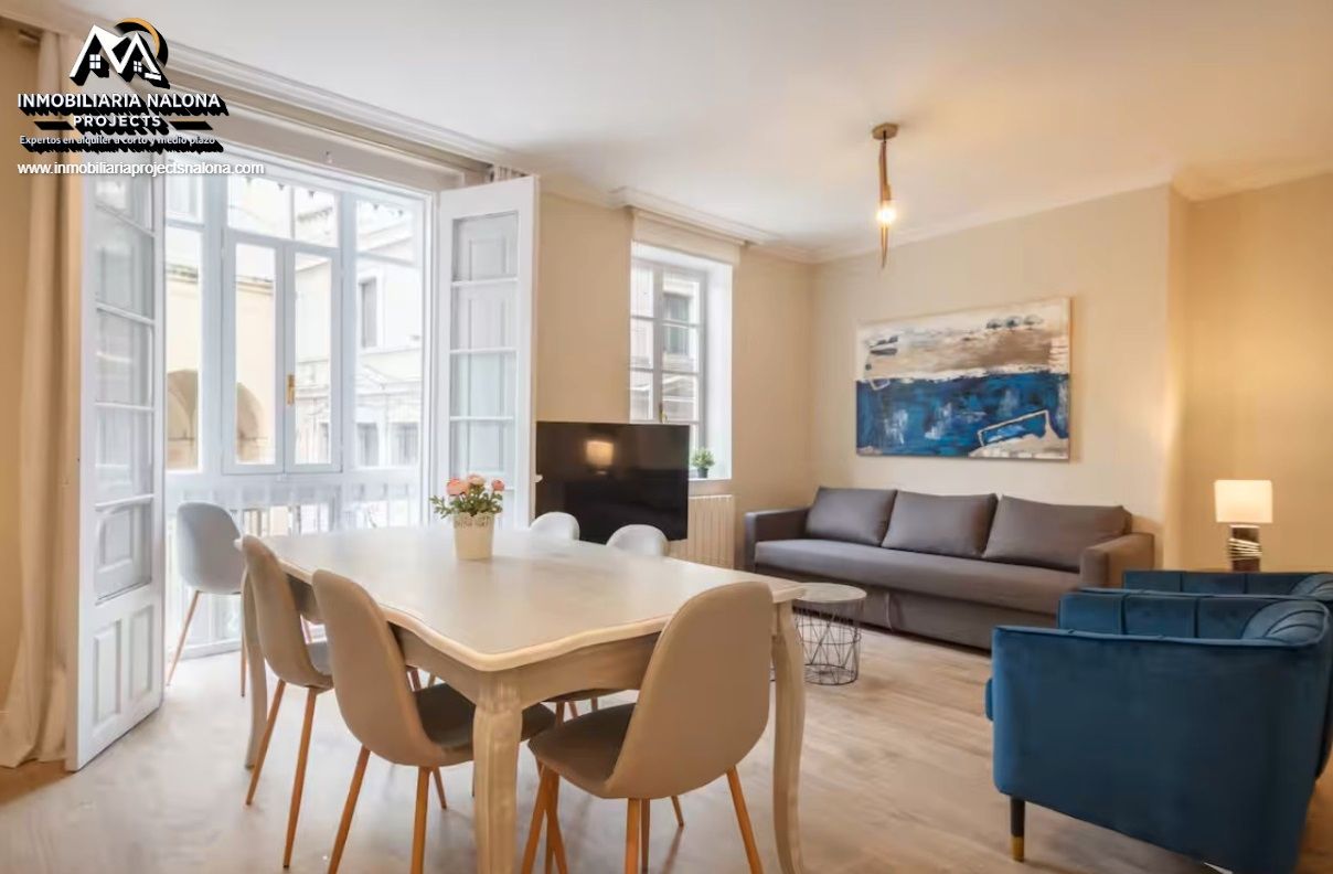 Sala de estar de Apartamento de alquiler en Bilbao  con Aire acondicionado, Parquet y Amueblado