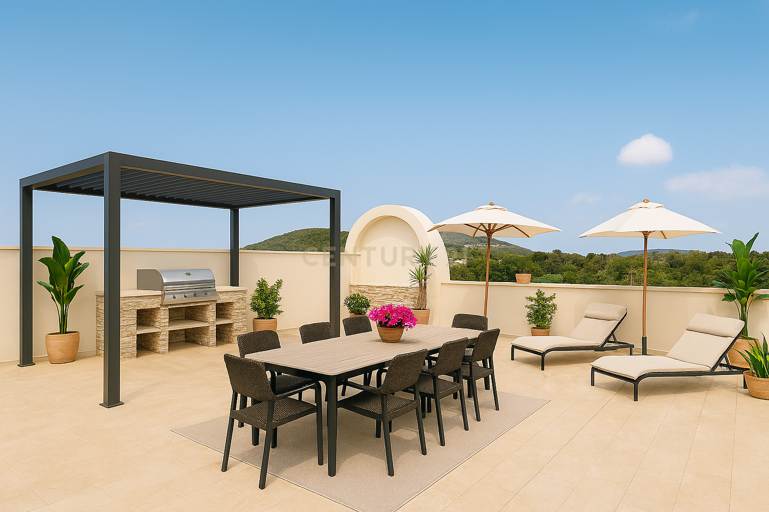 Terrasse von Loft zum verkauf in Santa Eulària des Riu mit Klimaanlage, Abstellraum und Ofen