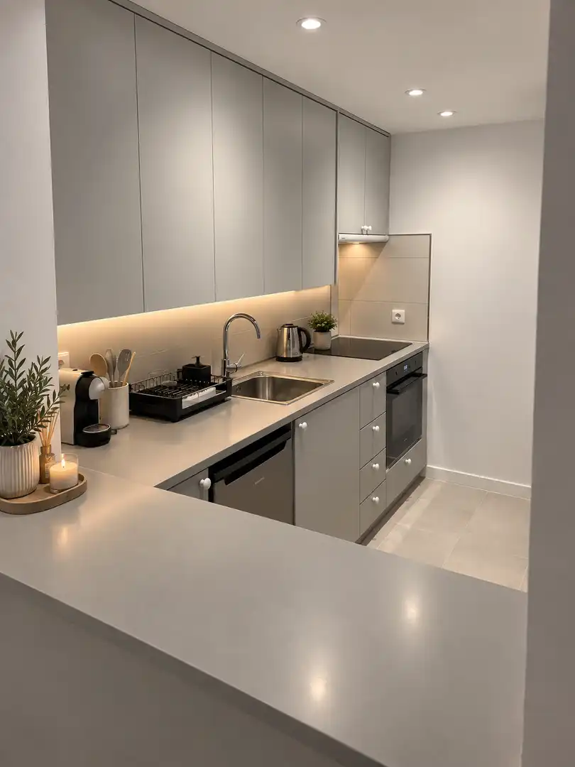 Cuina de Apartament de lloguer en Alcúdia amb Aire condicionat, Terrassa i Piscina